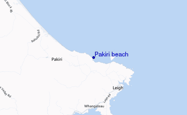 Pakiri beach location map