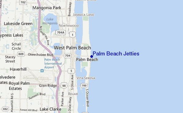 Palm Beach Jetties location map