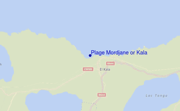 Plage Mordjane or Kala location map