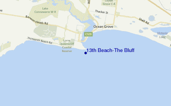 13th Beach-The Bluff location map