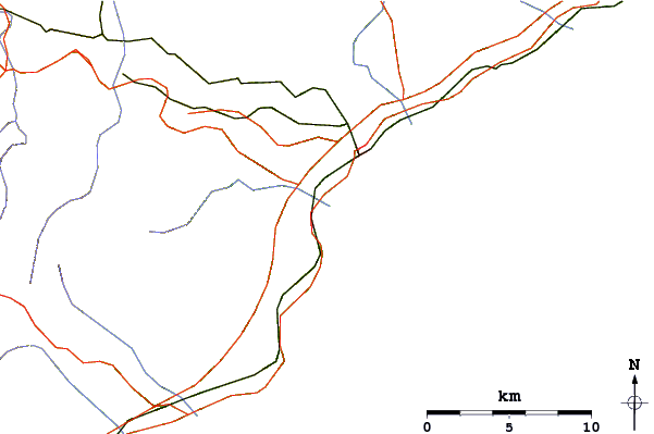 Carreteras y ríos cerca de Acque-Calde (Savona)