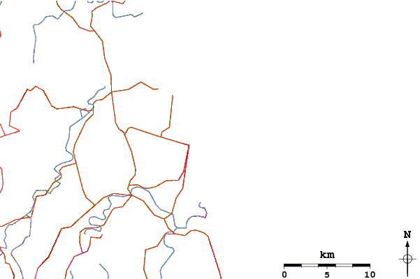 Carreteras y ríos cerca de Akkorokamui