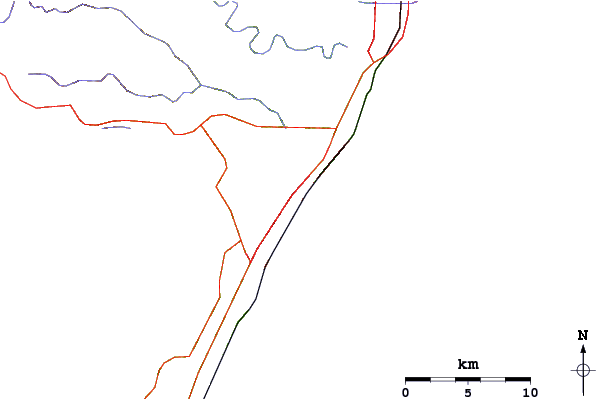 Carreteras y ríos cerca de Amanzimtoti