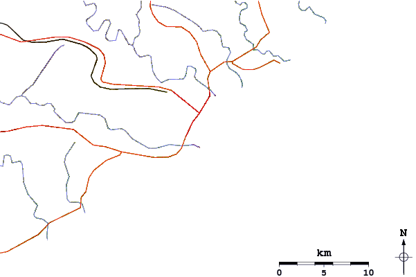 Carreteras y ríos cerca de Corner