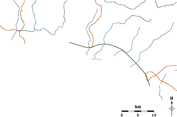 Carreteras y ríos cerca de Damas Rivermouth