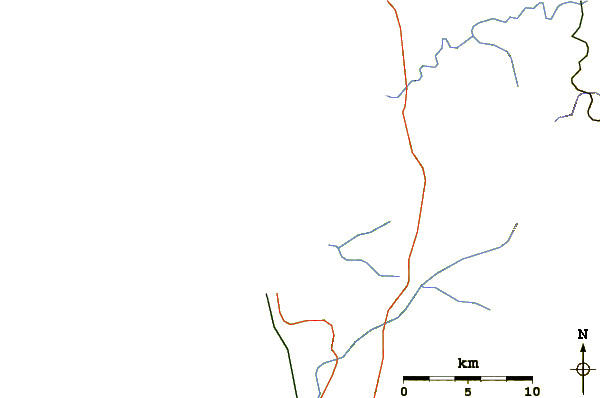 Carreteras y ríos cerca de El Claron