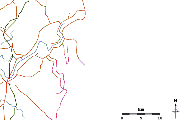 Carreteras y ríos cerca de Hat Head