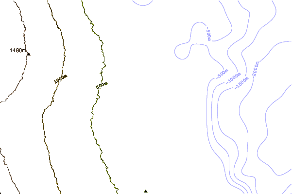 Costa alrededor de Hilo Breakwall