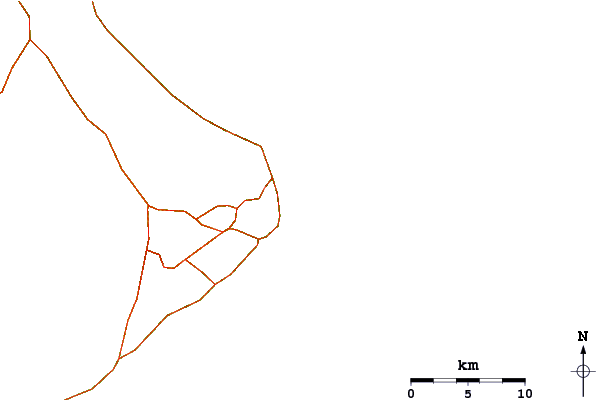 Carreteras y ríos cerca de Kapoho Bay