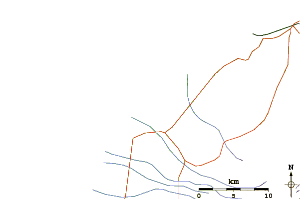 Carreteras y ríos cerca de Kumera Patch