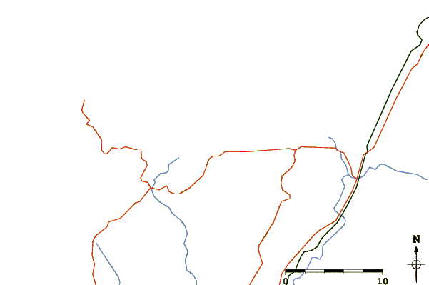 Carreteras y ríos cerca de Las Peñas
