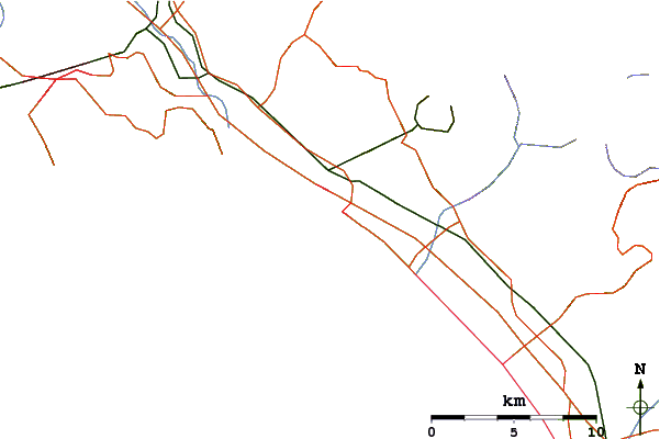 Carreteras y ríos cerca de Marina di Carrara