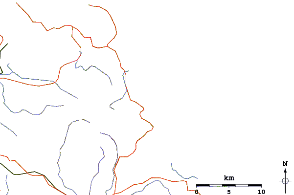 Carreteras y ríos cerca de Oakura Bay
