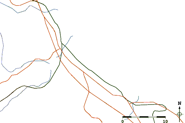 Carreteras y ríos cerca de Oliva Beach