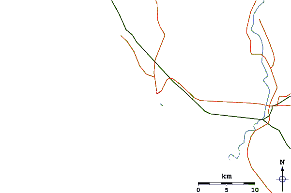 Carreteras y ríos cerca de Ollas Altas