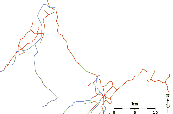 Carreteras y ríos cerca de Patons Rock