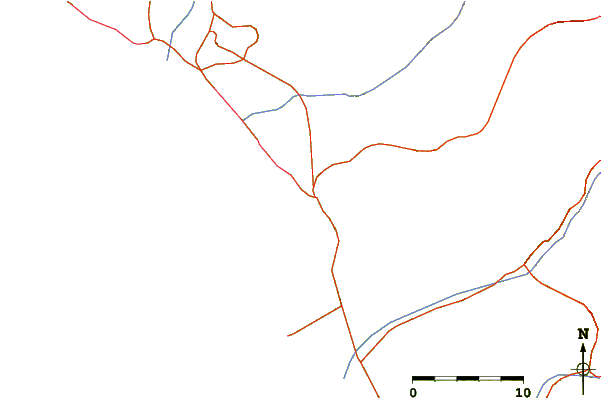 Carreteras y ríos cerca de Peña Rosa