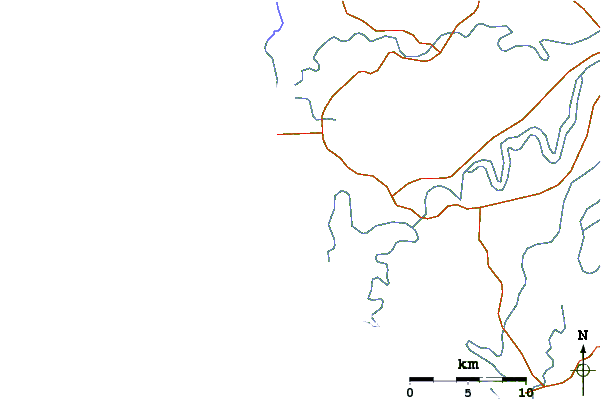 Carreteras y ríos cerca de Playa Los Corchos