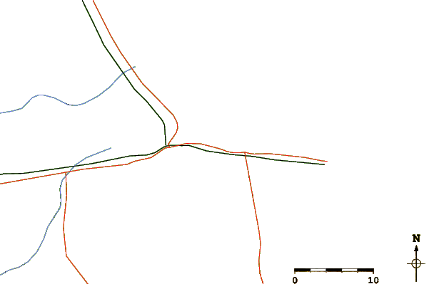 Carreteras y ríos cerca de Playa Los Cuatro