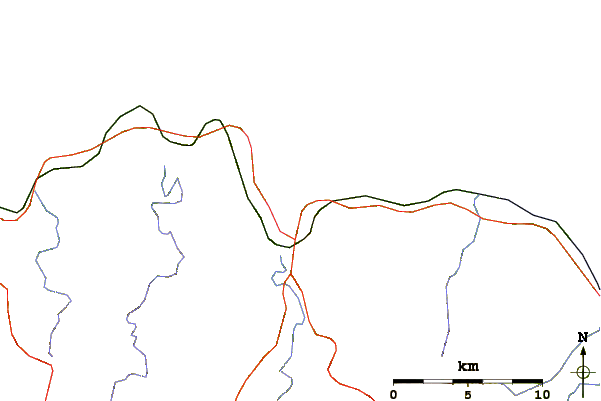 Carreteras y ríos cerca de Playa de Area