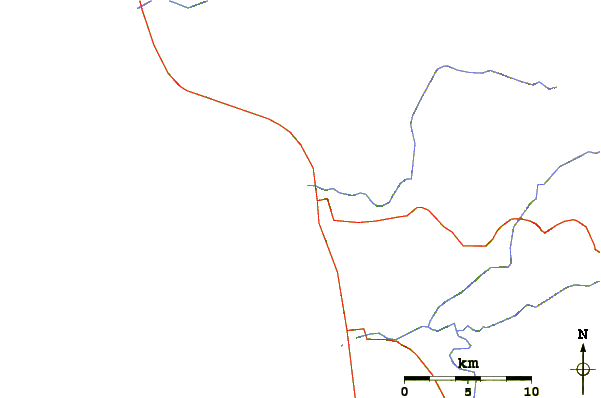 Carreteras y ríos cerca de Primo Tapia