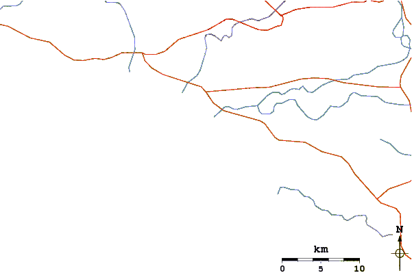 Carreteras y ríos cerca de Punta Acamama