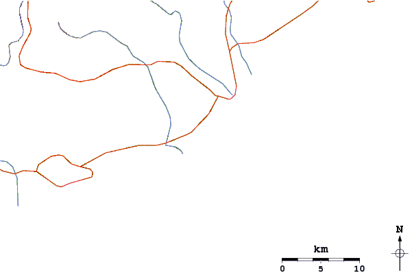 Carreteras y ríos cerca de Punta Chipehua