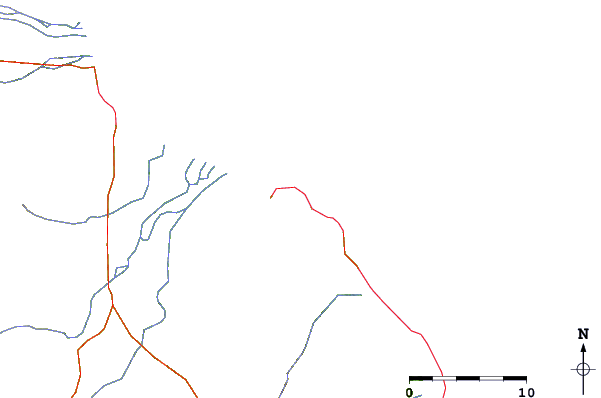 Carreteras y ríos cerca de Punta Colorado