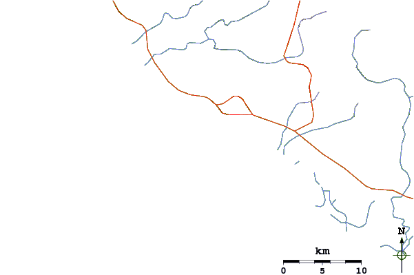 Carreteras y ríos cerca de Punta Descanso