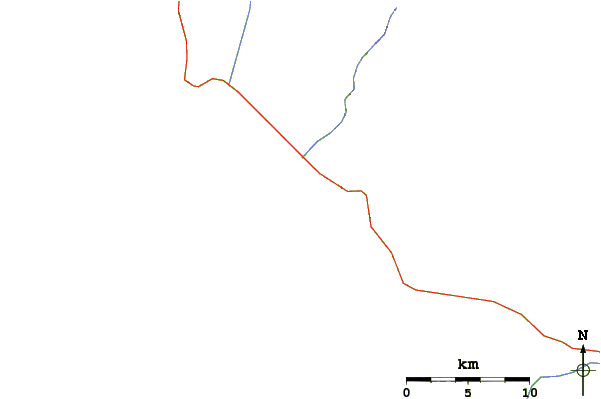 Carreteras y ríos cerca de Punta Ositos