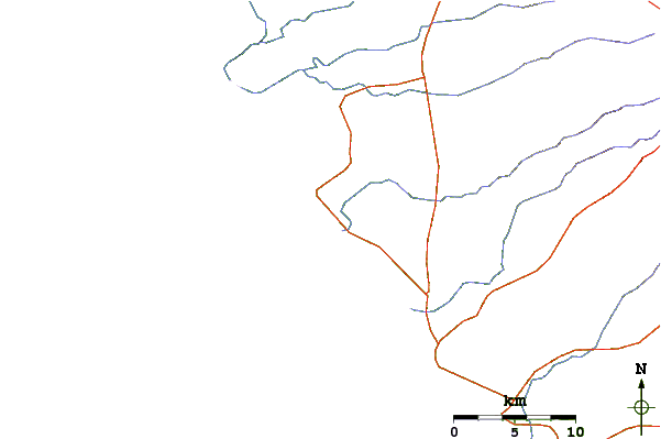 Carreteras y ríos cerca de Punta San Diego
