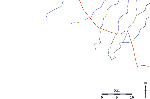 Carreteras y ríos cerca de Punta Santo Domingo