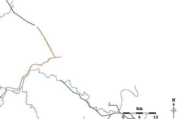 Carreteras y ríos cerca de Punta Uva