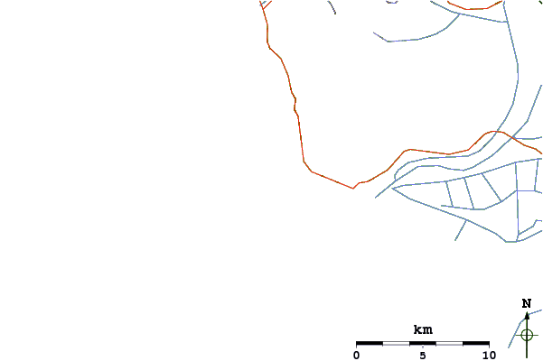 Carreteras y ríos cerca de Rocchette (Castiglioni della Pescaia)