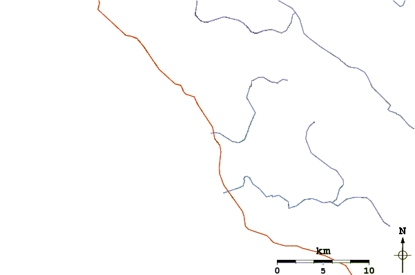 Carreteras y ríos cerca de San Carpoforo Creek