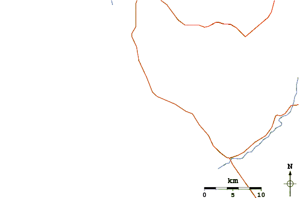 Carreteras y ríos cerca de San Juan de Alima