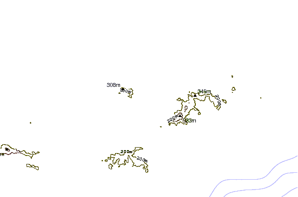 Costa alrededor de Sandy Cay