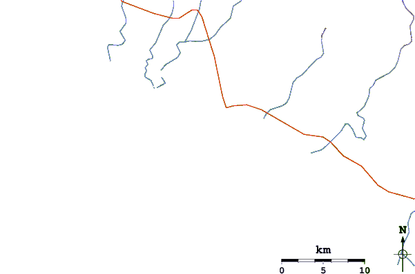 Carreteras y ríos cerca de Scorpion Bay (San Juanico)