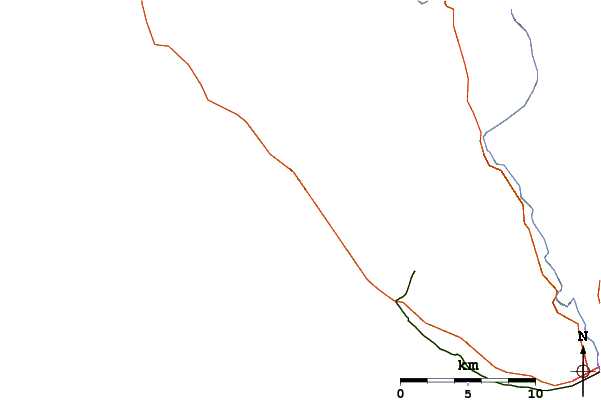 Carreteras y ríos cerca de Scott Creek-Beach