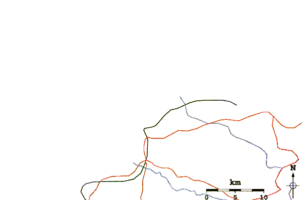 Carreteras y ríos cerca de Surfers Beach