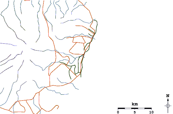 Carreteras y ríos cerca de Wailua/Horners