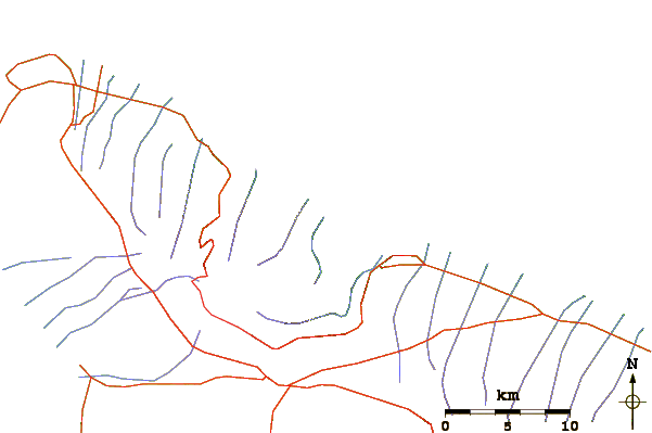 Carreteras y ríos cerca de Waimanu Bay