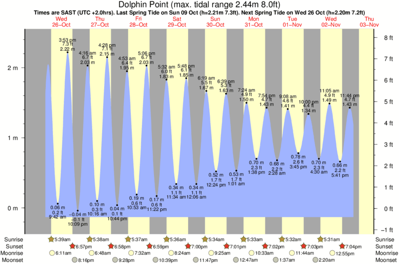 Gráfico de mareas para el spot de Dolphin Point