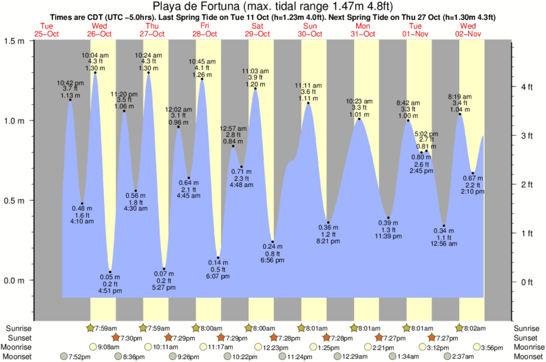 Gráfico de mareas para el spot de Playa de Fortuna