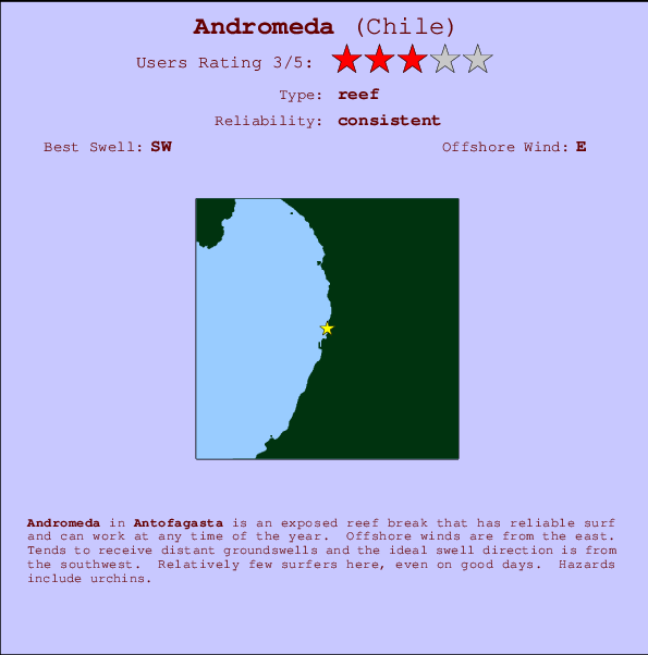Andromeda mapa de ubicación e información del spot