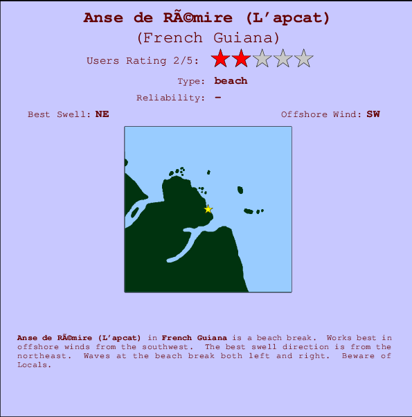 Anse de Rémire (L'apcat) mapa de ubicación e información del spot