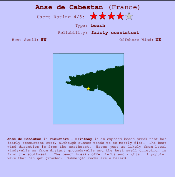 Anse de Cabestan mapa de ubicación e información del spot