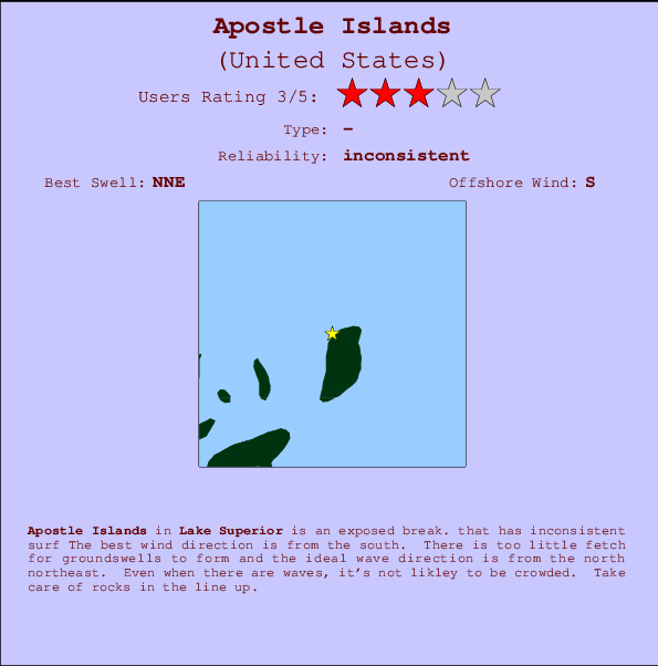 Apostle Islands mapa de ubicación e información del spot