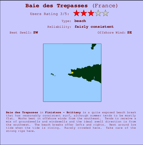 Baie des Trepasses mapa de ubicación e información del spot