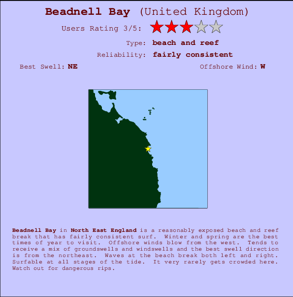 Beadnell Bay mapa de ubicación e información del spot
